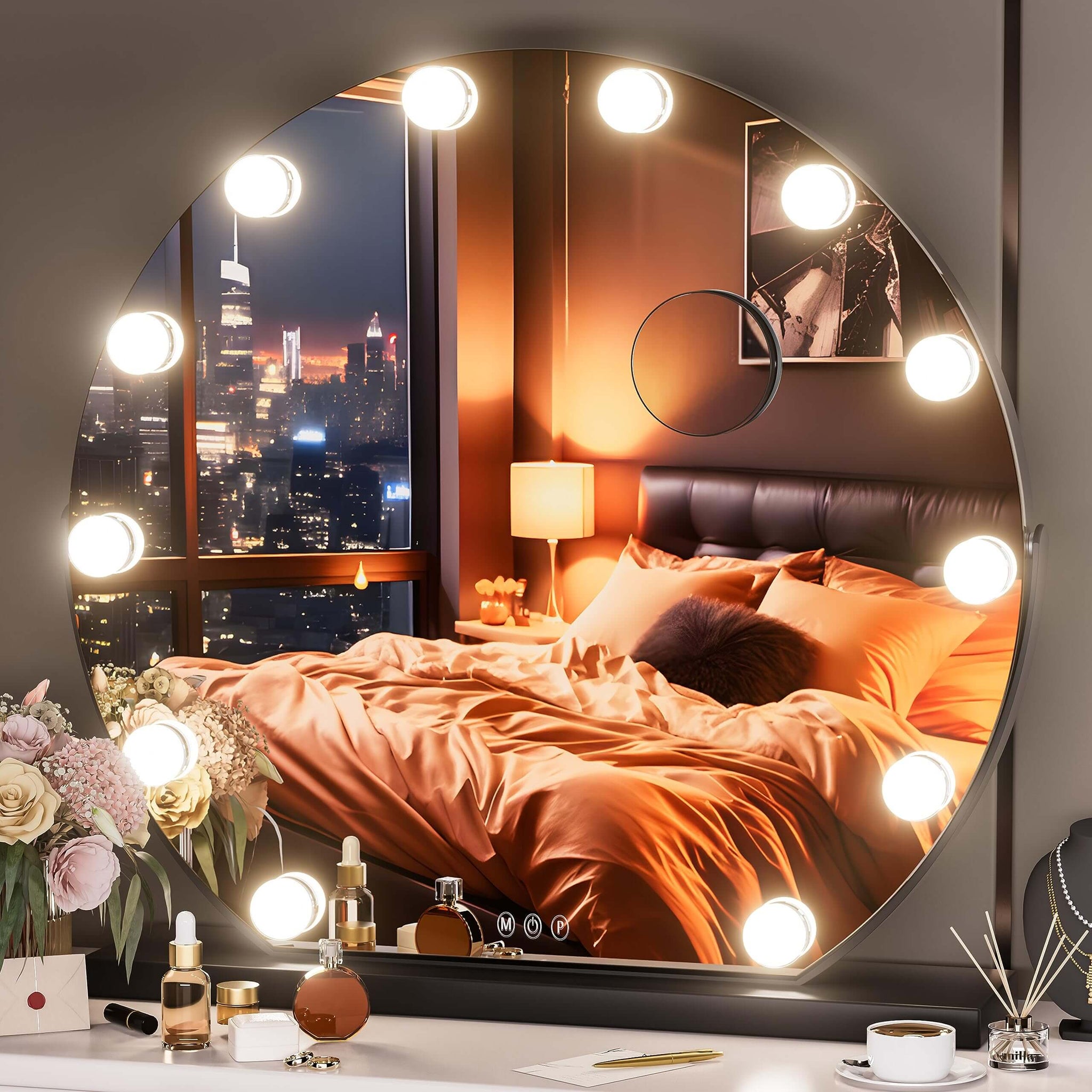 Black 24x22 Hollywood Vanity Mirror Hasipu