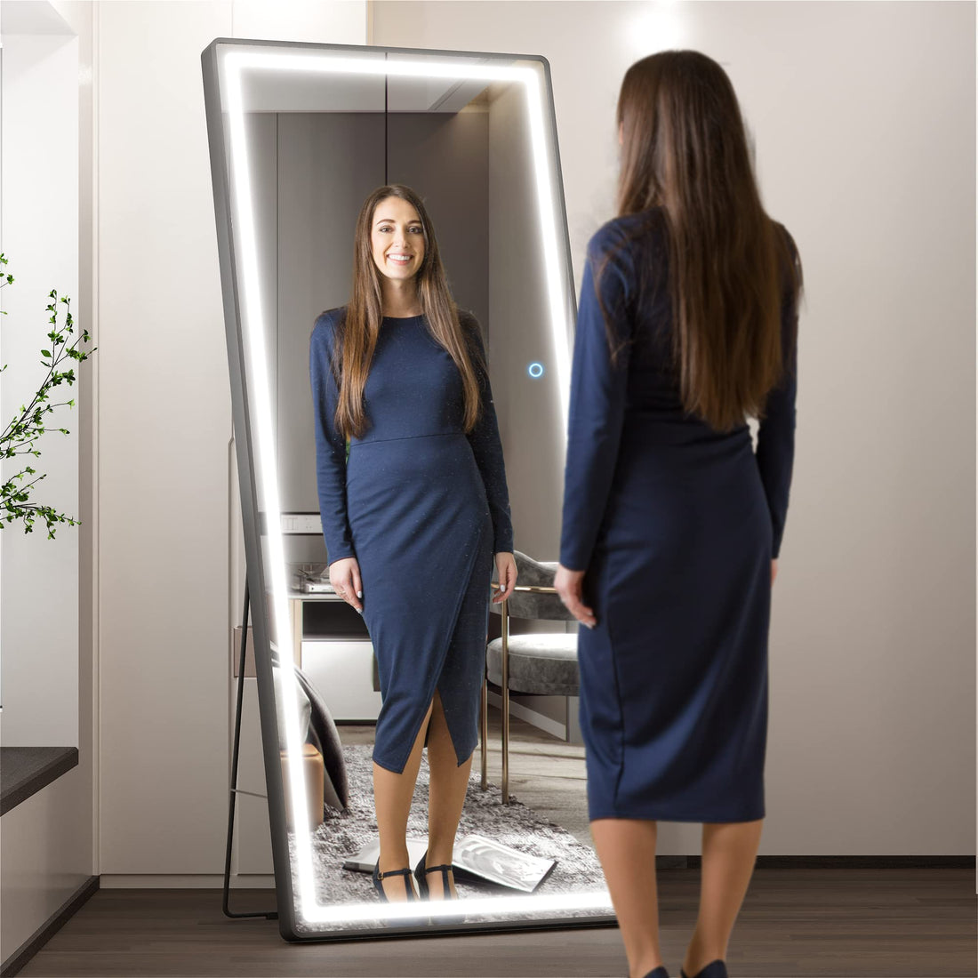 How do you secure a free-standing mirror?