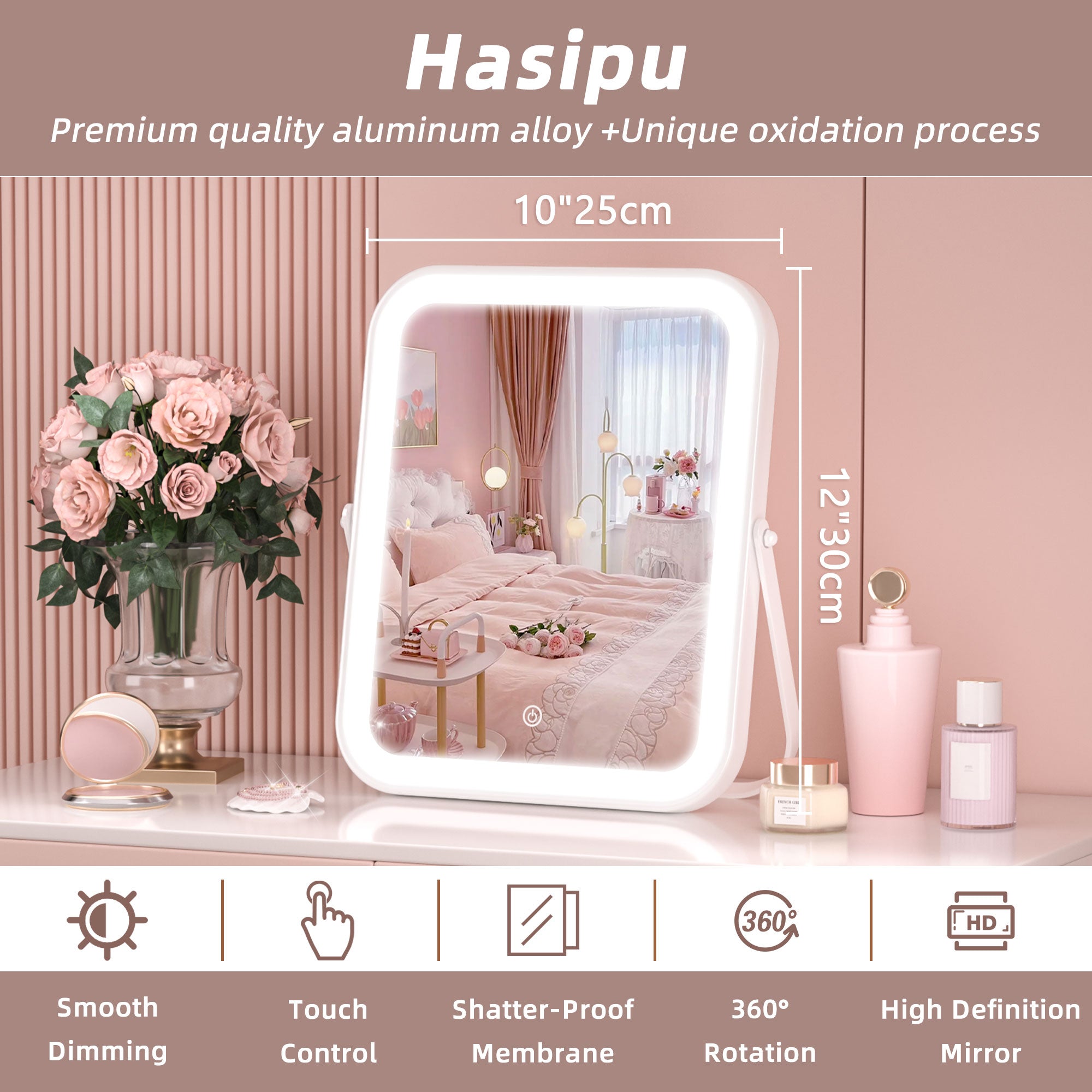 Hasipu 10" x 12" Vanity Mirror with Lights