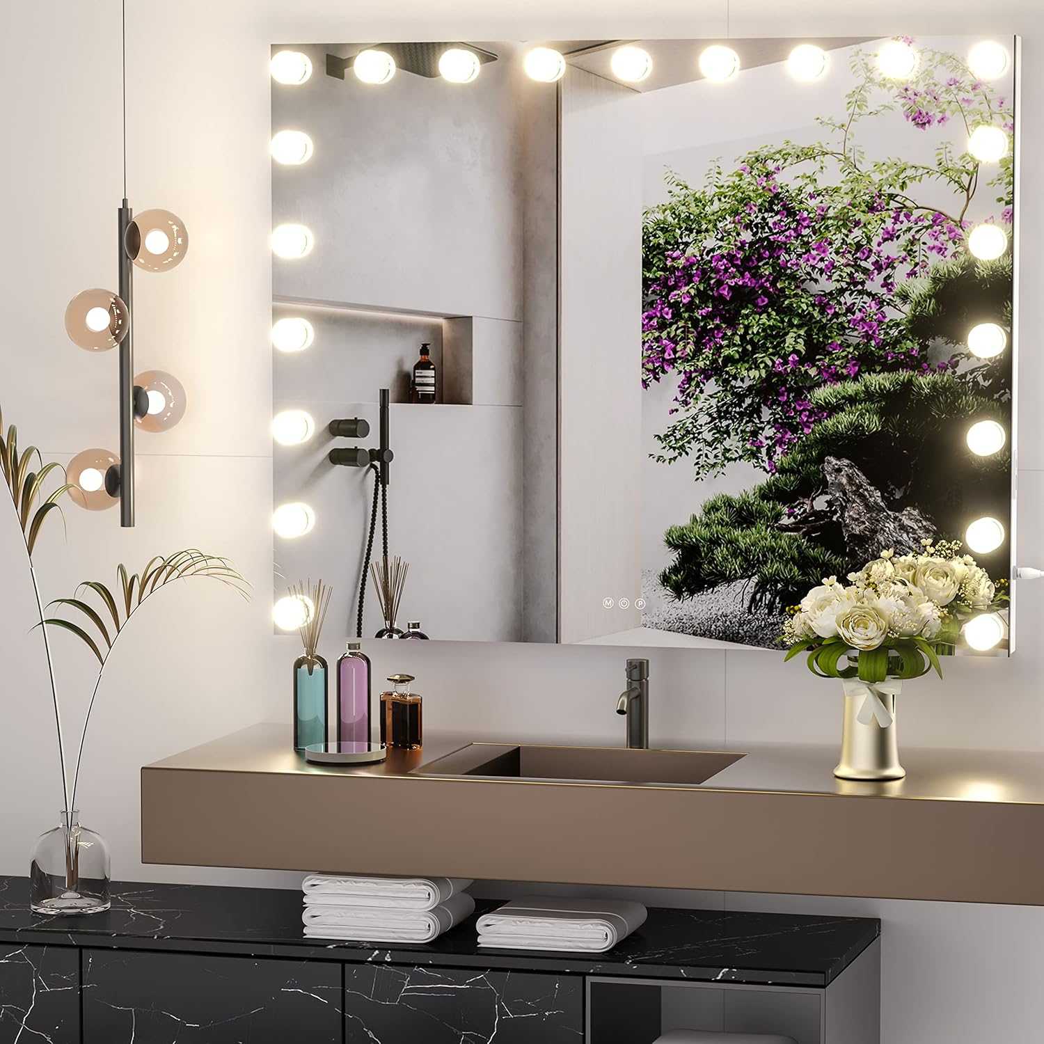 HASIPU Hollywood Vanity Mirror with Light, 17/21 Dimmable Bulbs