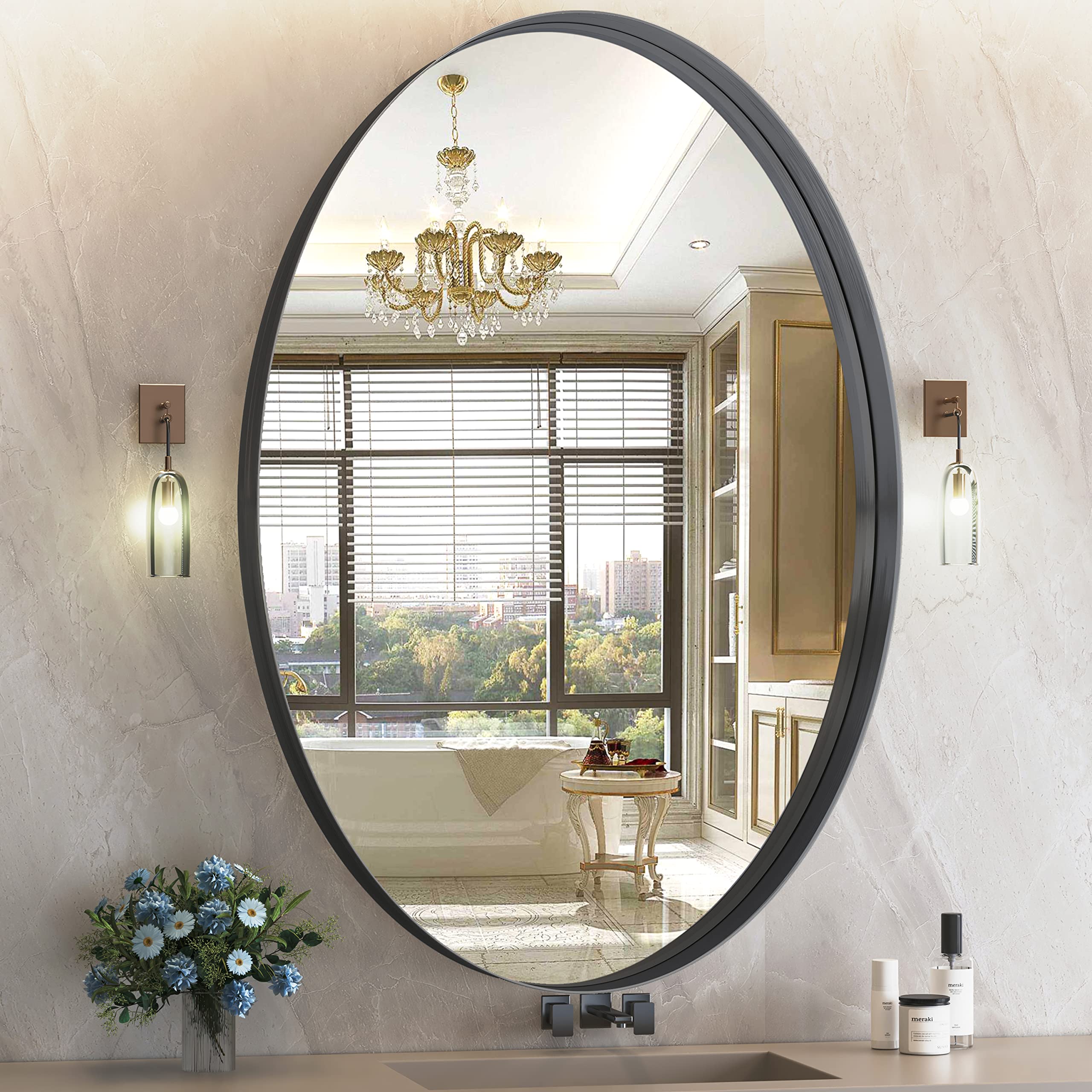 Oval 24" × 36" Wall Mirror for Bathroom