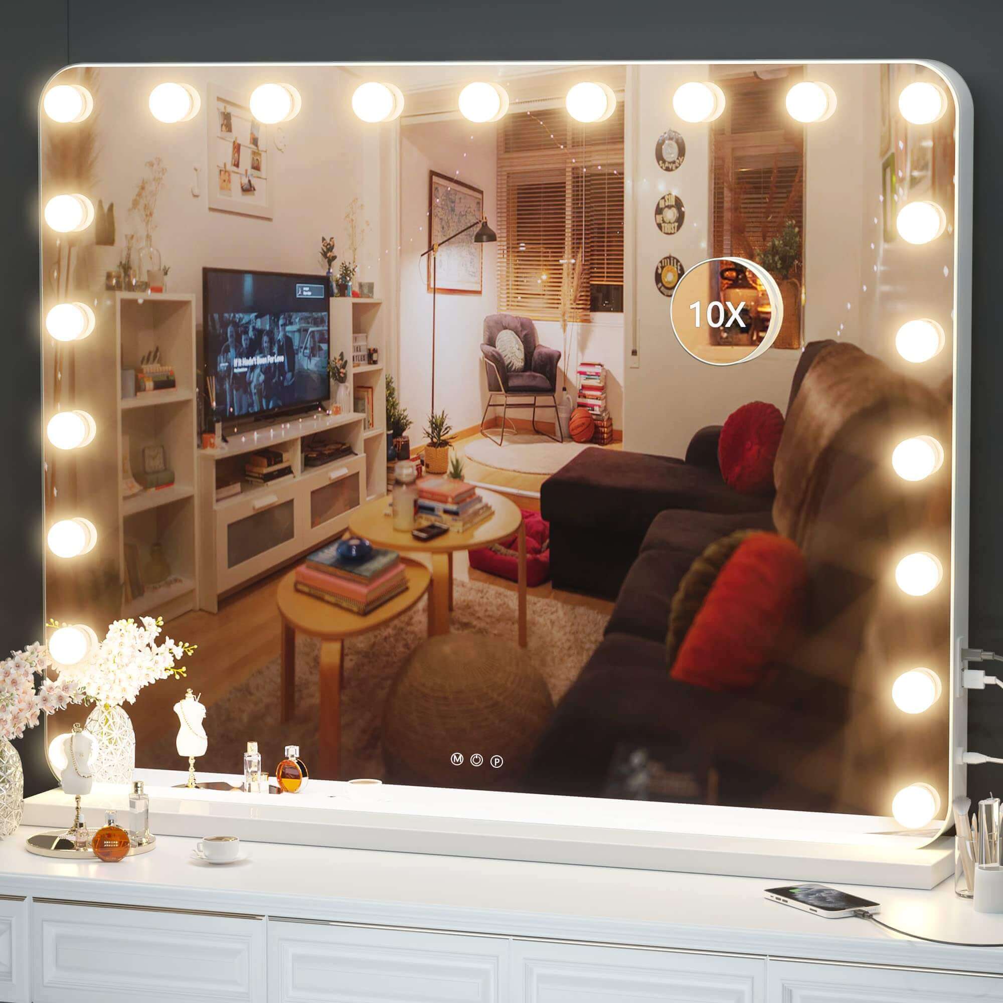 Hasipu white desk with hollywood mirror