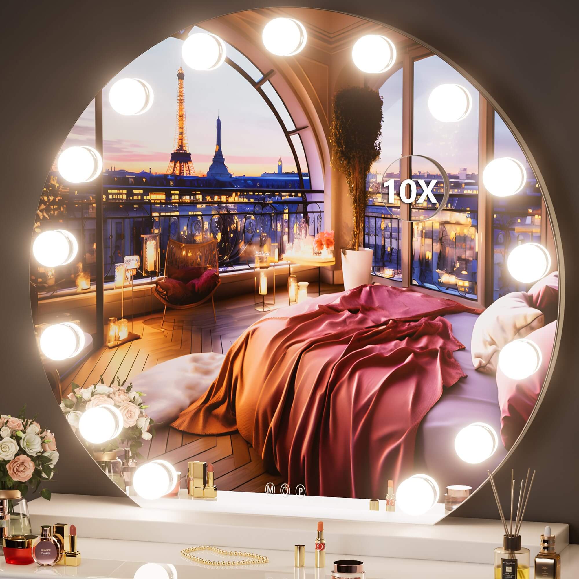 Hasipu big mirror with light bulbs