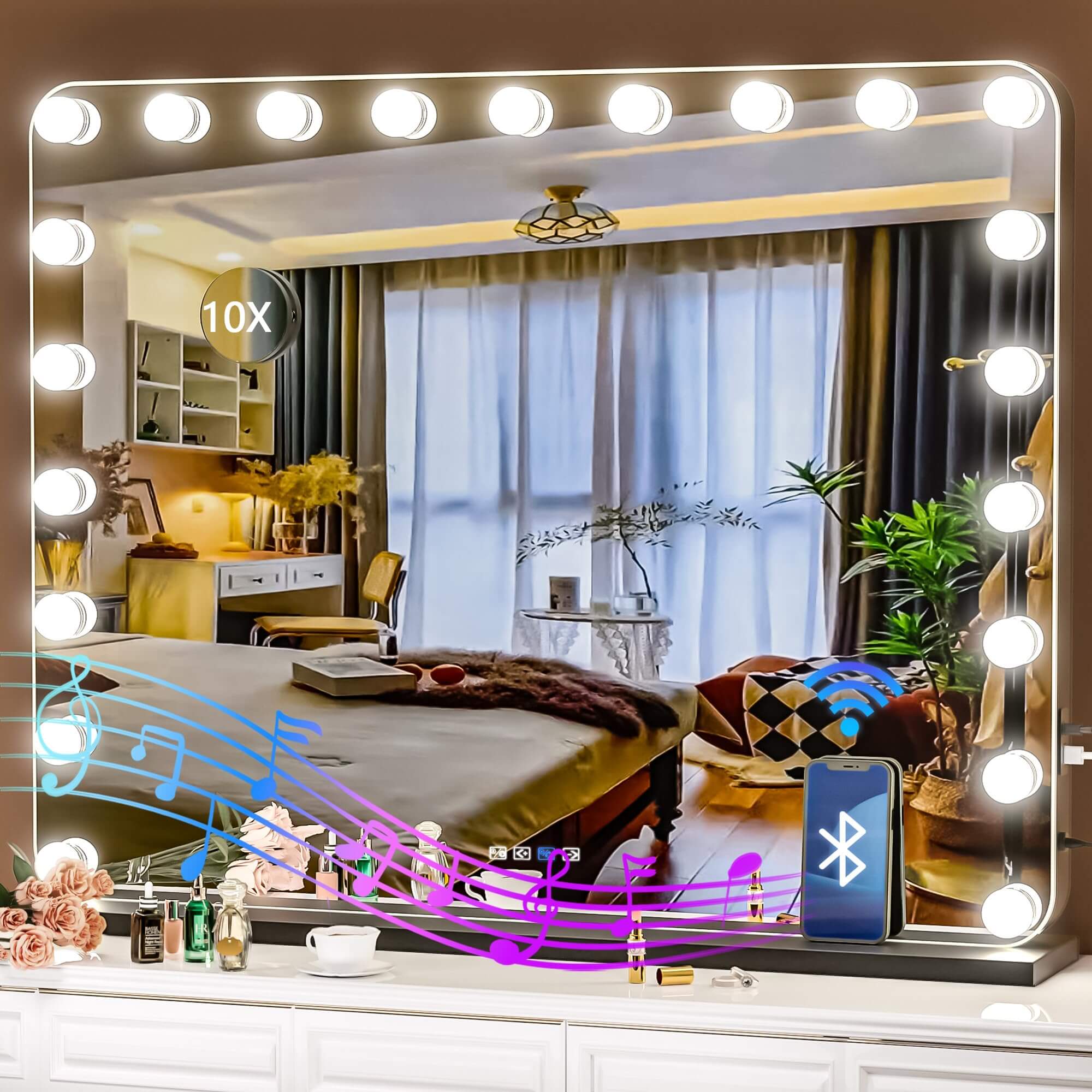 Hasipu hollywood mirror with desk