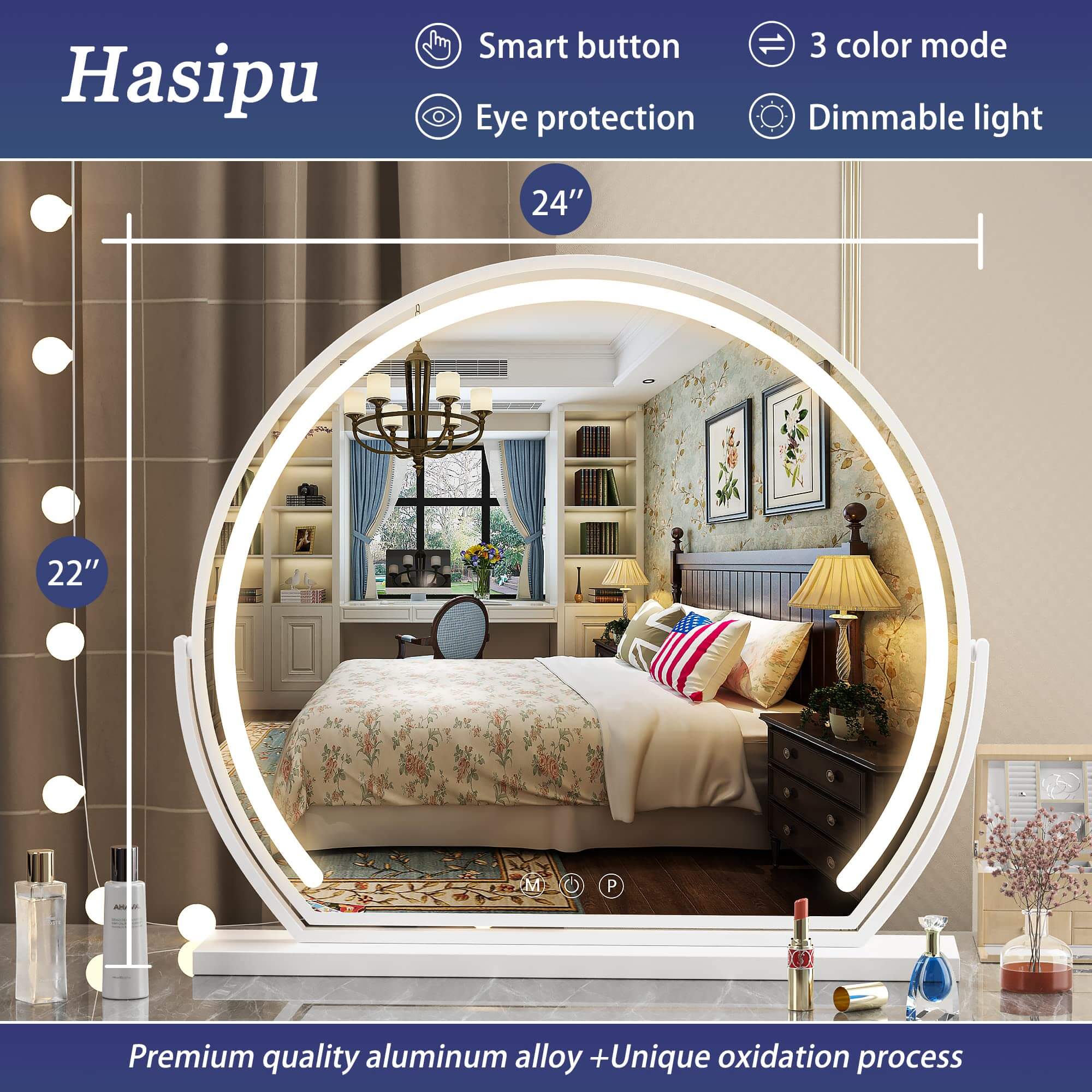 Hasipu 28 inch round mirror